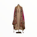 Zari Designs cream Anarkali dress with a vibrant multi-colored embroidered dupatta featuring elephant motifs