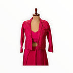Zari Designs fuchsia pink Indo-Western jacket with intricate sequin embroidery on a mannequin